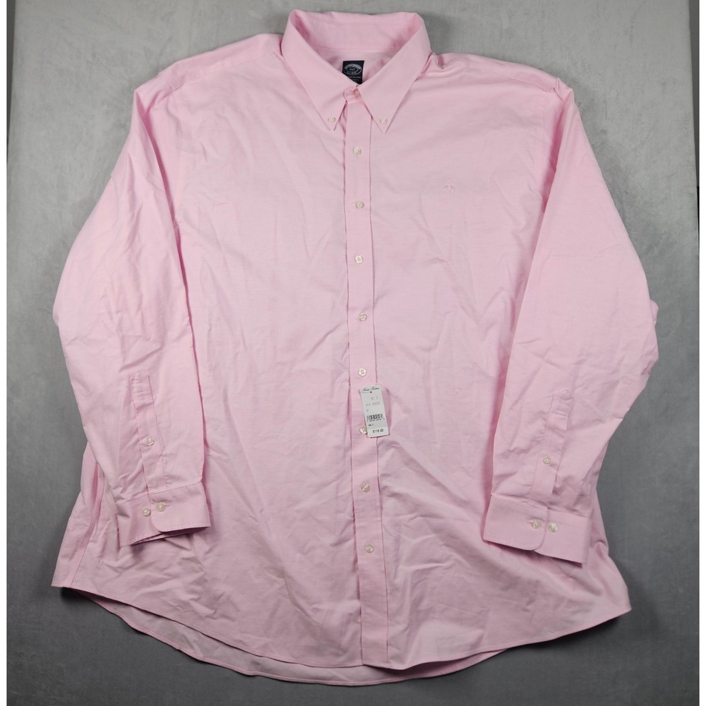 NEW Brooks Brothers Button Down Shirt Mens 4XLT Pink Non-Iron Stretch Cotton - Picture 1 of 11
